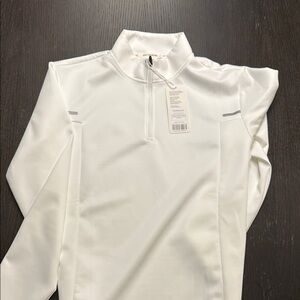 AhaSelected White Quarter-Zip Long Sleeve